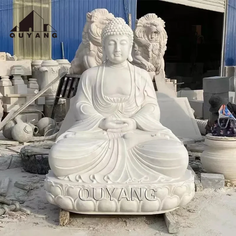 Садовая буддийская религиозная медитация QUYANG в натуральную величину мраморная скульптура Дзен Будды Сакьямуни сидячие статуи
