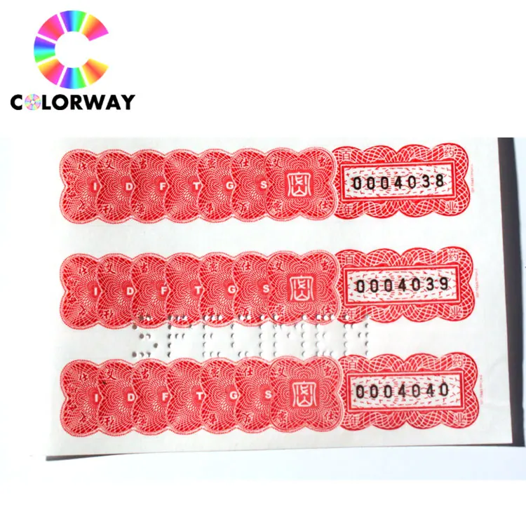 
Customized warranty high quality ticket, antifake sticker with Micro text label ticket 