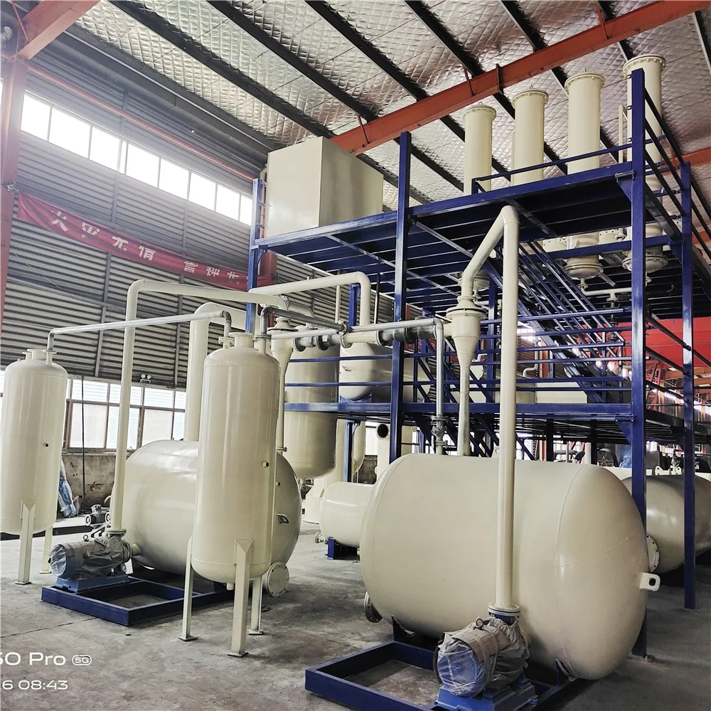 A factory in which gasoline, diesel, base oil, kerosene are distilled from crude oil