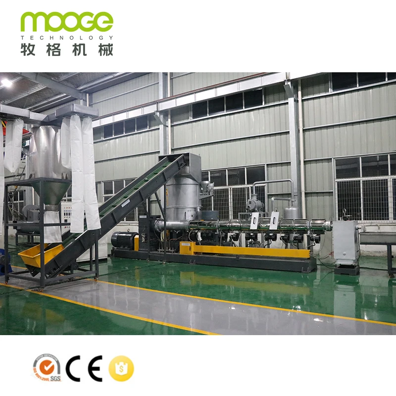 Waste Nylon Polyester Yarn Recycling Plastic Granulator Granulating Pelletizing Line Machine