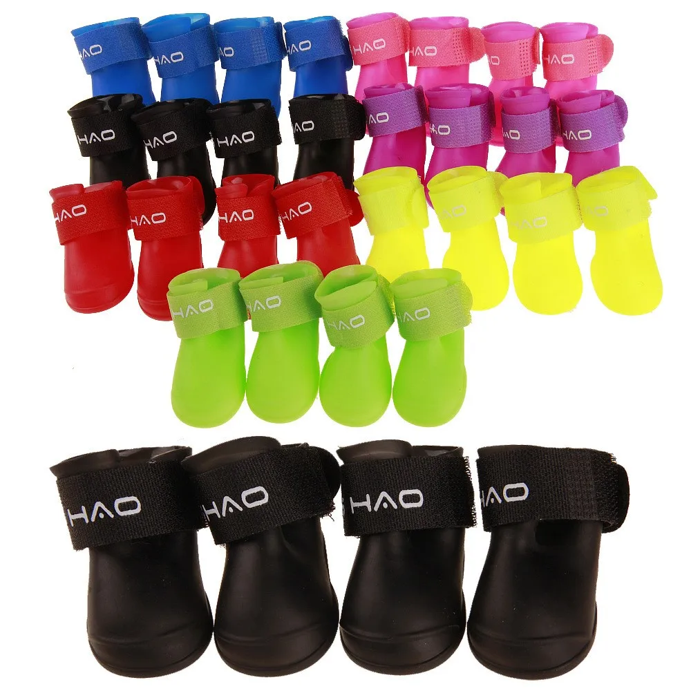 Waterproof and non-slip Silicone Pets Rain Boots Protective Pet Products with rubber soles Dog Puppy Cat Kitten socks
