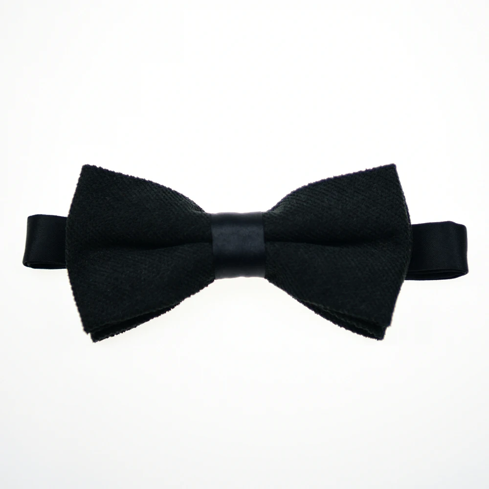 Cuyino New Bowtie Collection Creative Handmade Soft Black Formal Wear Bowtie Tone On Tone Novel Bow Tie Bowtie Sets