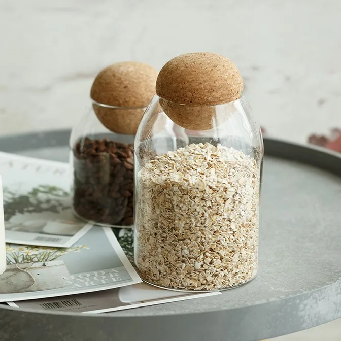 
Customized Glass Jar with Airtight Seal Wood Lid Ball Clear Candy Jar Mason Jars Food Storage Canister for Serving Tea Coffee 