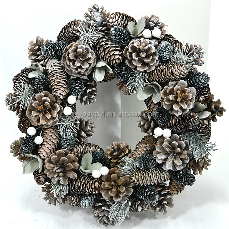 Pinecone wholesale beautiful front-door decoration wreaths new Christmas product for Cheap hanging festival wreaths