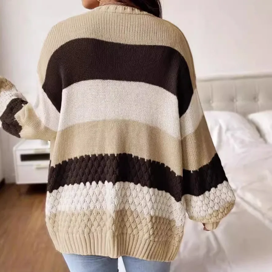Fashion New Foreign Trade European And American Source Manufacturers Mid Length Cardigan Outwear With Knitted Knitwear In Spring