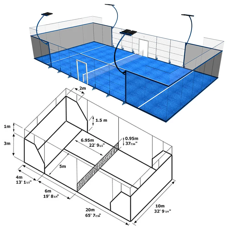 New regulation Sports Court Equipment paddle tennis courts mesh protection paddle heavy duty tennis court