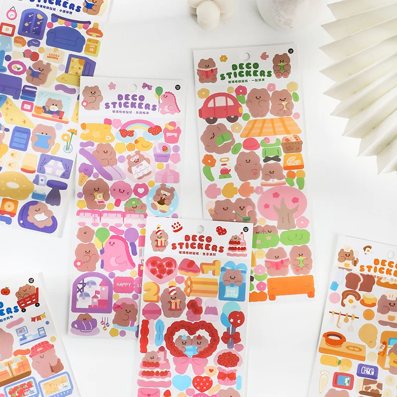 Korean INS Cute Bear Cake Sticker Creative Cell Phone Sticker Diary Decoration Stickers