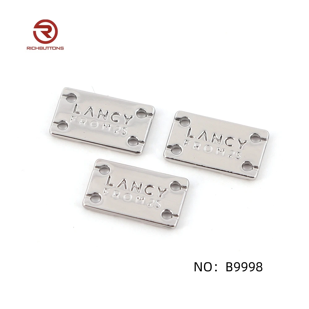 Manufacture Clothing Metal Tags Engraved Letters Plate Customized Badge Metal Labels