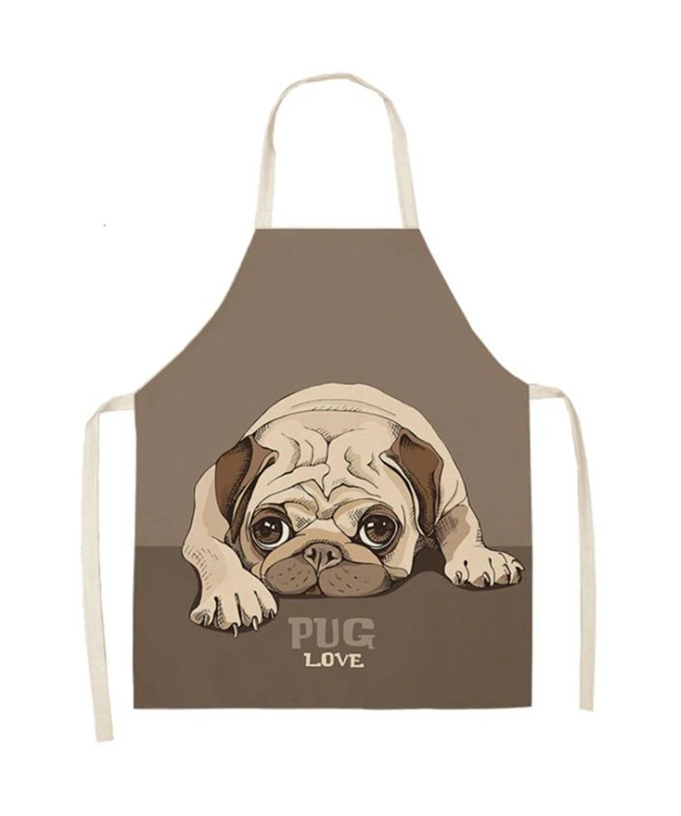 Cute pug pattern linen apron