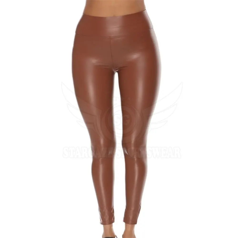 Men PU Leather Legging Winter Fashion Clothing Leather Legging High Waist Zipper Solid Color Leather Legging