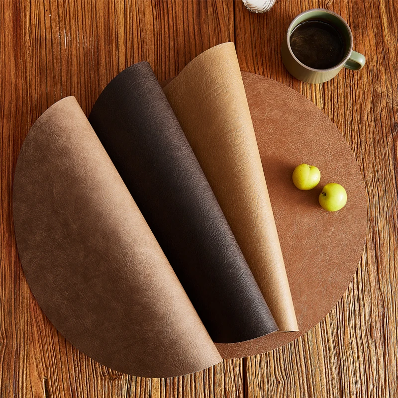 Tabletex Luxury Vintage Leather Placemat Faux Leather Placemats Waterproof Coffee Mats