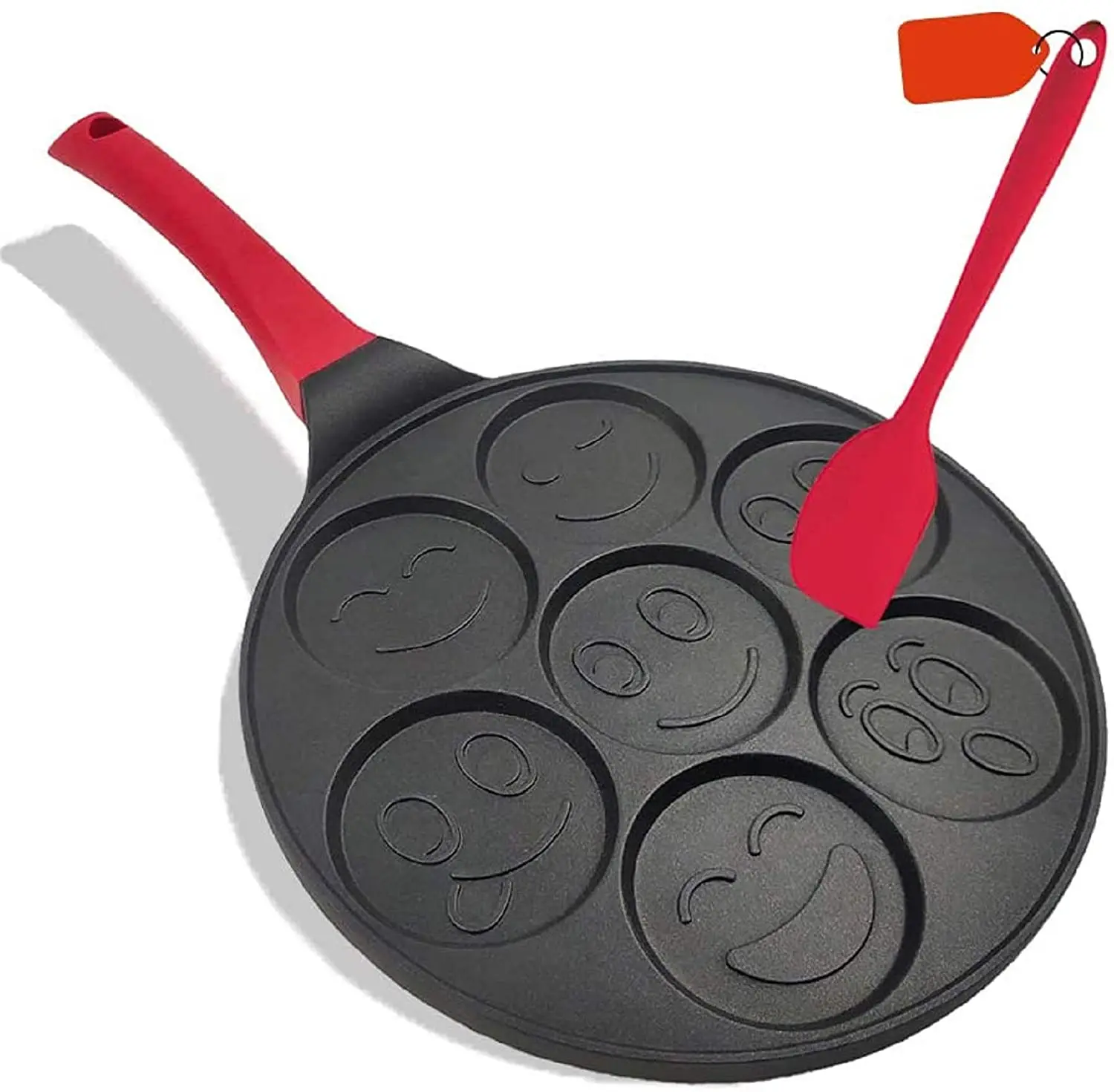 100% PFOA антипригарная сковорода с бесплатным покрытием и 7 уникальными формочками для блинчиков со смайликом
