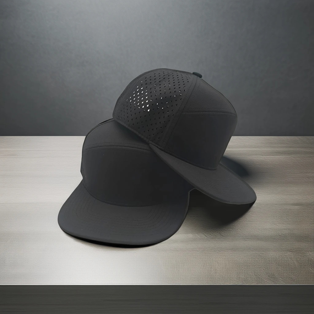 JEYA Snapback Hats 6 Panel Black Blank Polyester Custom Rubber Patch Logo Snapback Cap Oem
