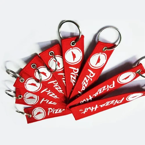 Embroidered Remove Keychain Key chain Fabric Keyring Key Ring Embroidery Twill Pilot Key Tag