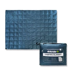 Factory Direct Price Recycled Material Outdoor Packable Printed Throw Down Puffy Camping Blanket Airplane Blanket With Pocket