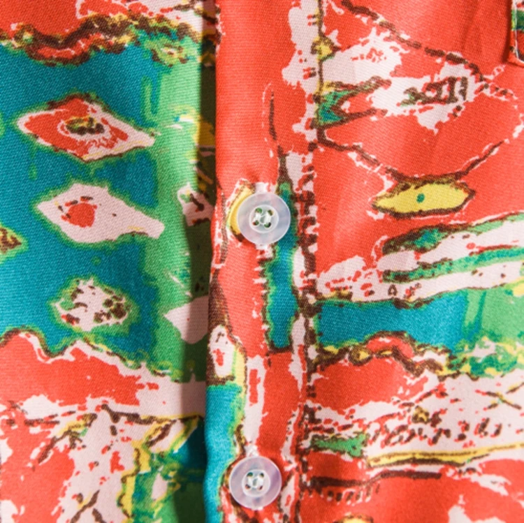 High quality summer fashion red fancy print breathable soft mens hawaiian beach style shirts