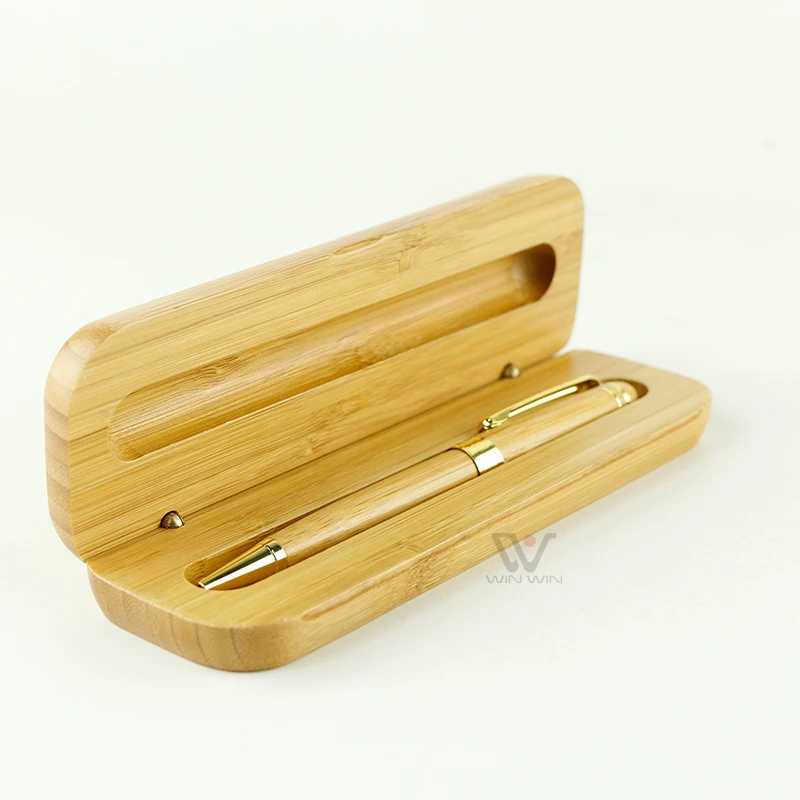 Classical Foldable Bamboo Ink Pen Luxury Maple Wooden Ballpoint Pen with Wood Package Box
