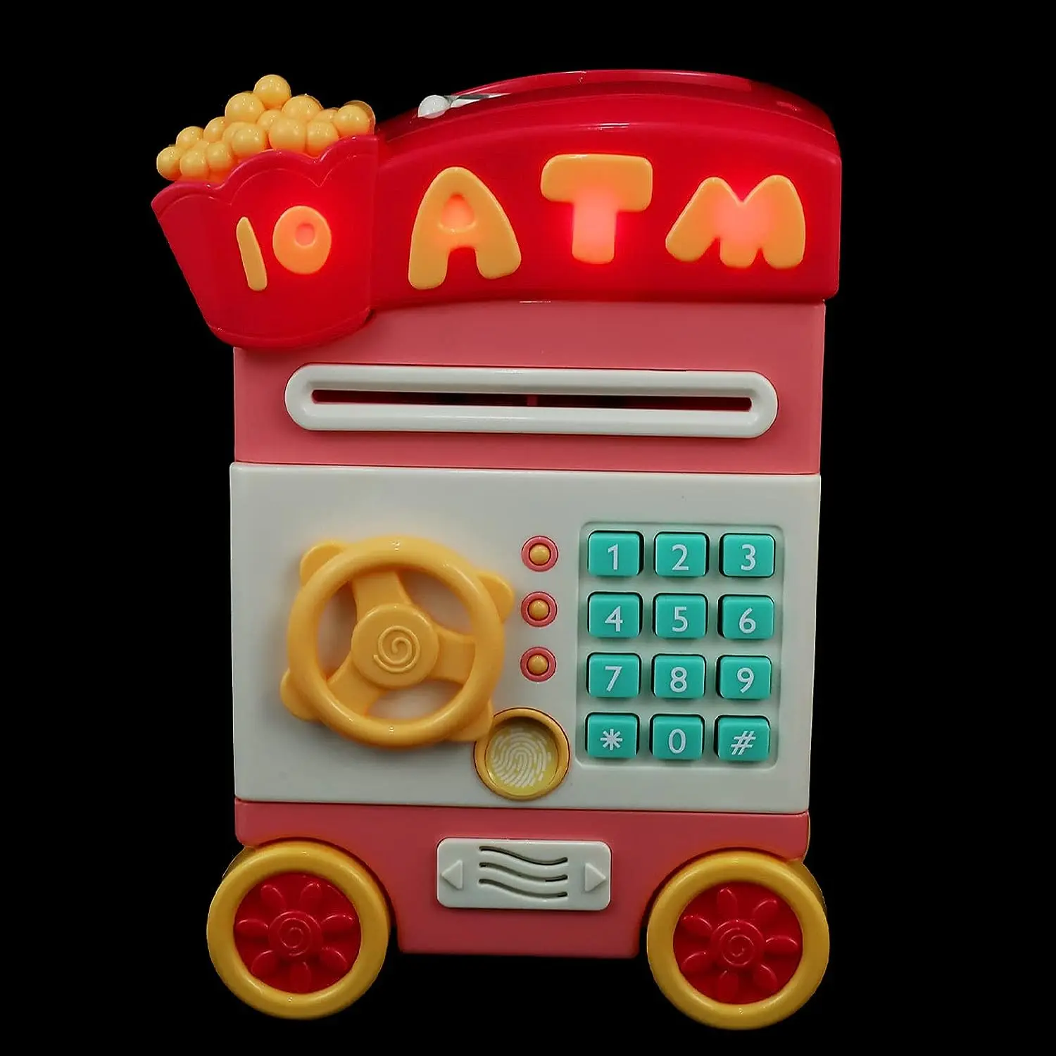 Electronic Piggy Bank For Kids Money Bank with Password Fingerprint Recognition ATM Piggy Bank Money Pink Cart With Wheels