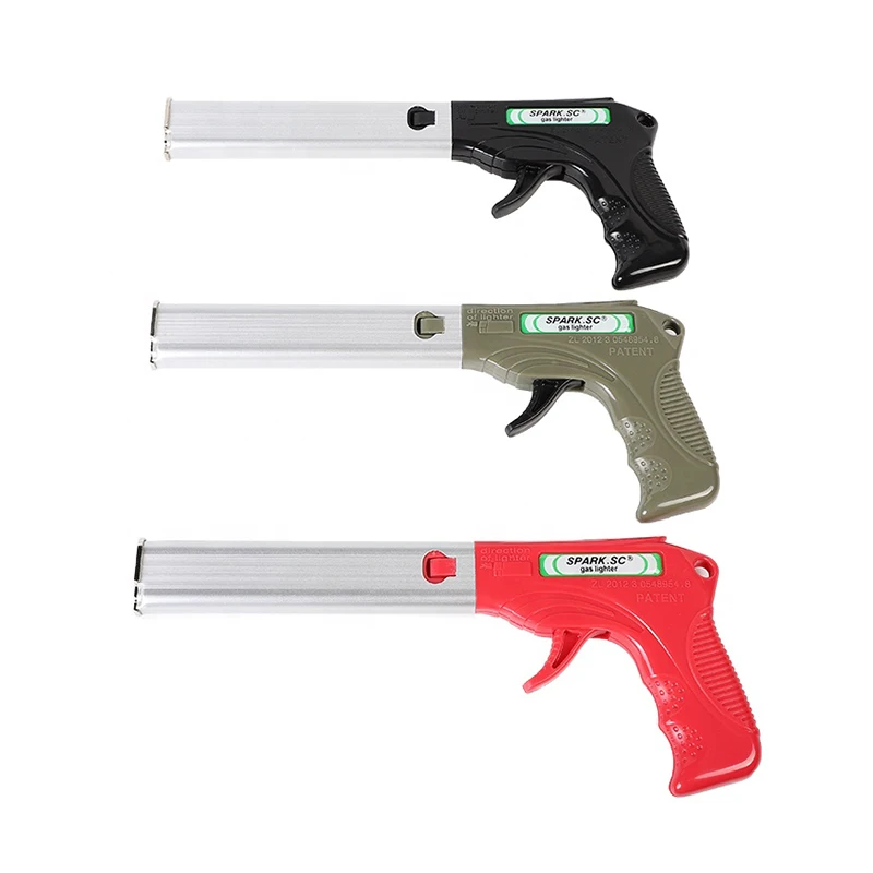 Wholesale Manufacturer Pistol Fire Ignition Multi-Purpose BBQ Candle Lighter Plastic Gun Shaped Kitchen Gas Lighters for Stove
