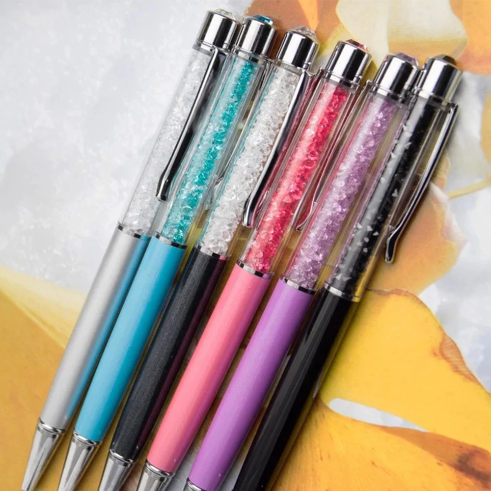 Manifestation Tools Silver and Assorted Crystals pen Premium Black or Blue Ink pens