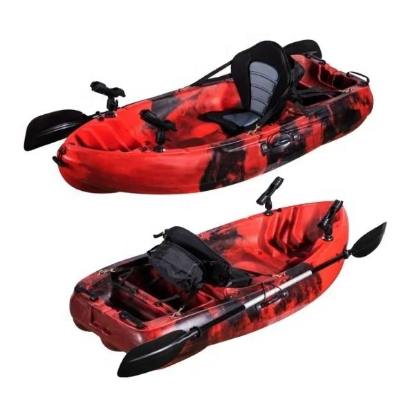 Single Fishing Kayak 2M Plastic Rowing Boat Rotational Moulding Small Dinghy with Paddle for Water Play