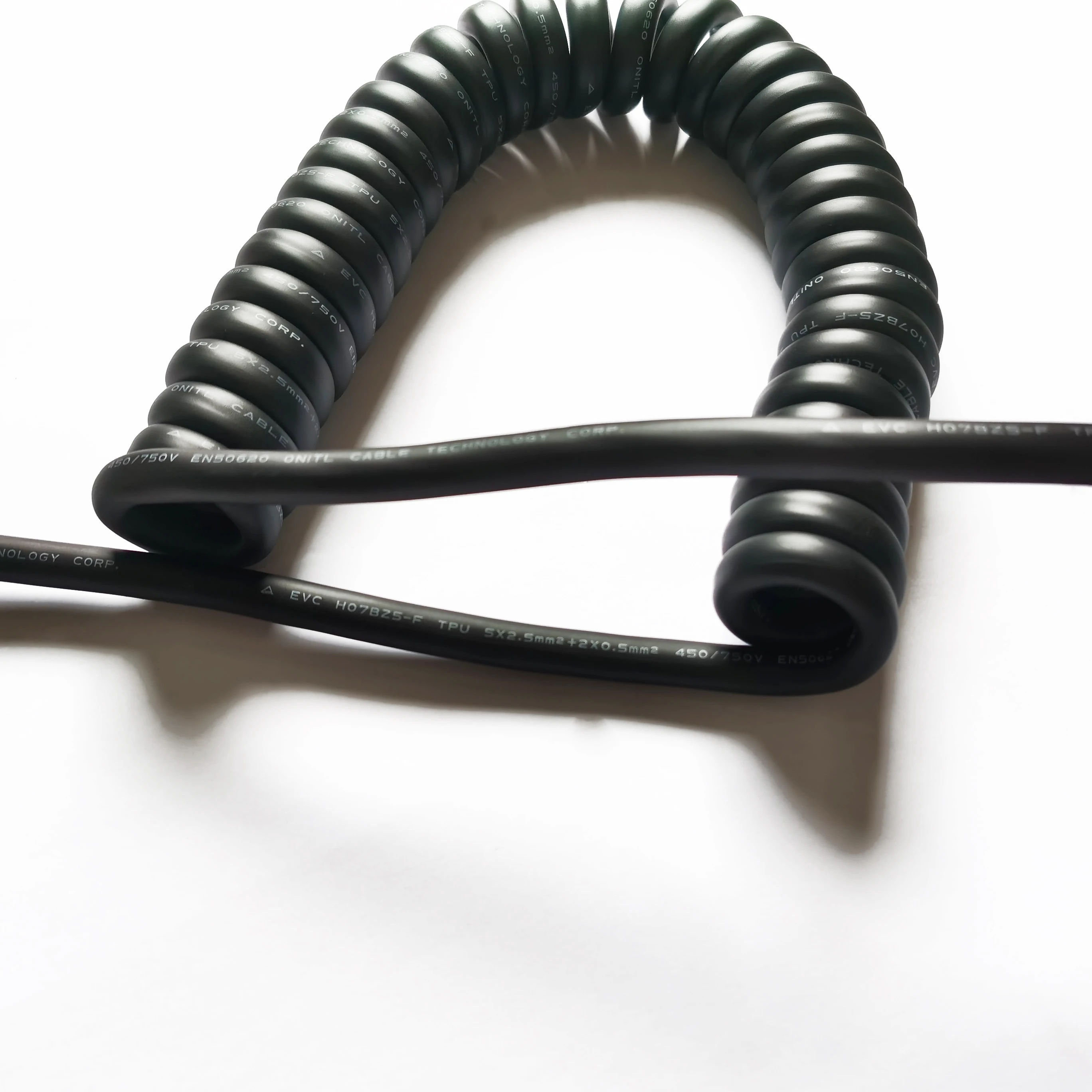 three-phase 16A 5*2.5mm+0.75mm 5m 6m 8m 10m EV spring  cable  Charging pile spiral cable spiral power cable