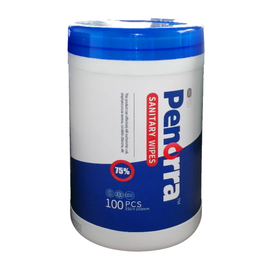 
75%Alcohol 100-piece barrel sterilized wet wipes Penorra brand wet Wipes sterilized wet Wipes 