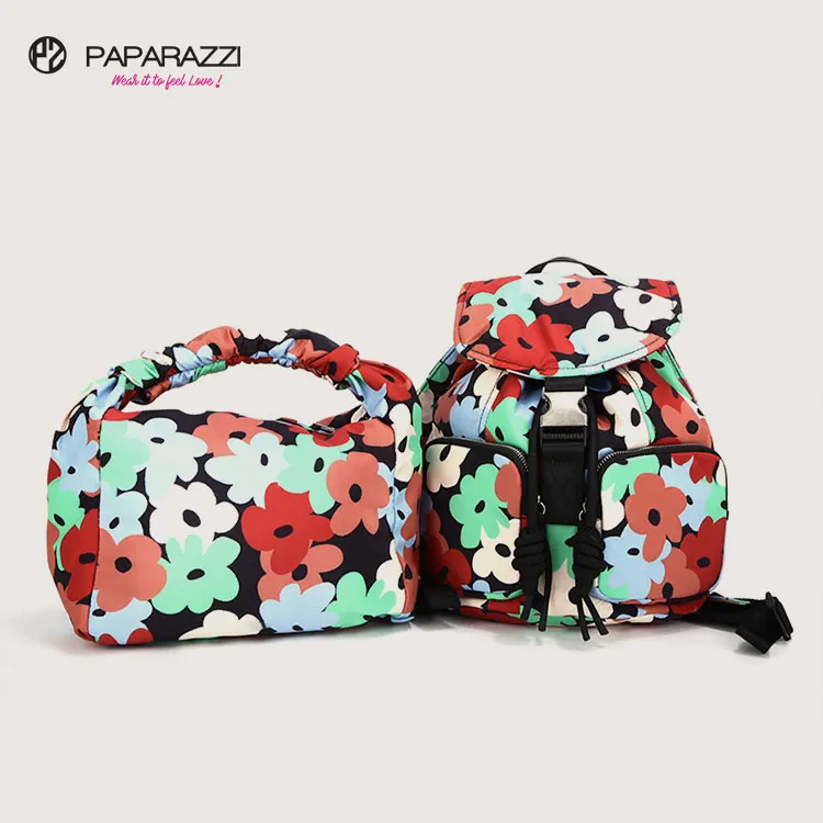 Latin American C7 C8 Paparazzi Anti Theft Flower Print Luxury Ladies Bags Women Handbag Drawstring Laptop Backpacks Set