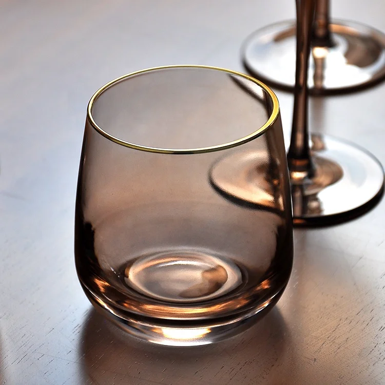 China Factory Gold Rim Pink Red/White Decorative Unique Fancy Red Wine Glass gift set for party,wedding,event