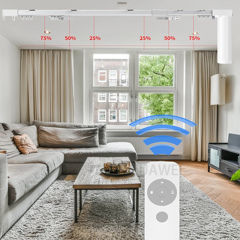 HUAWEI Modern Remote Control Smart Curtain Motor Rail Set Alloy Electric Opener Telescopic Motorized Curtain Track