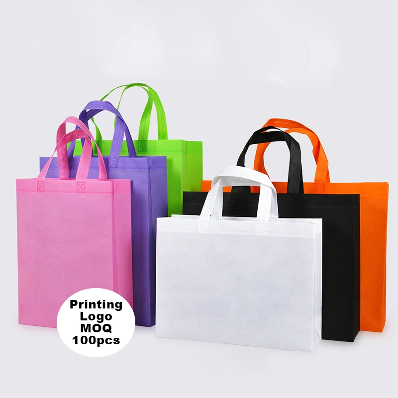 Custom Logo Eco Recyclable Shopping Spunbind Non Woven Tote Bag For Shopping Grocery Store