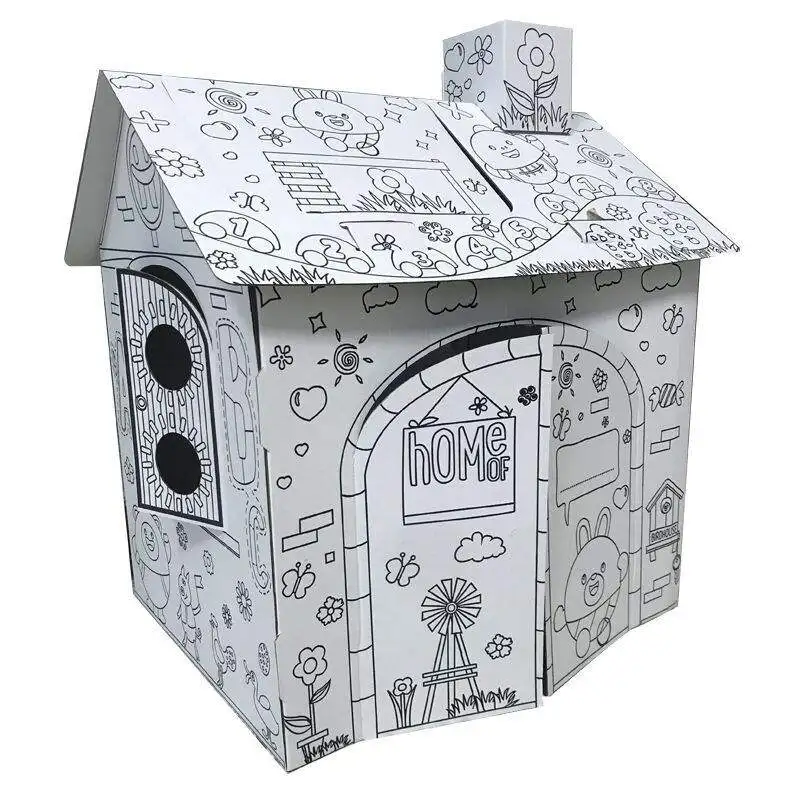 children DIY 3D graffiti toys 3D drawing house boys and girls  creative Giant Easter Bunny House Cardboard Castle Playhouse