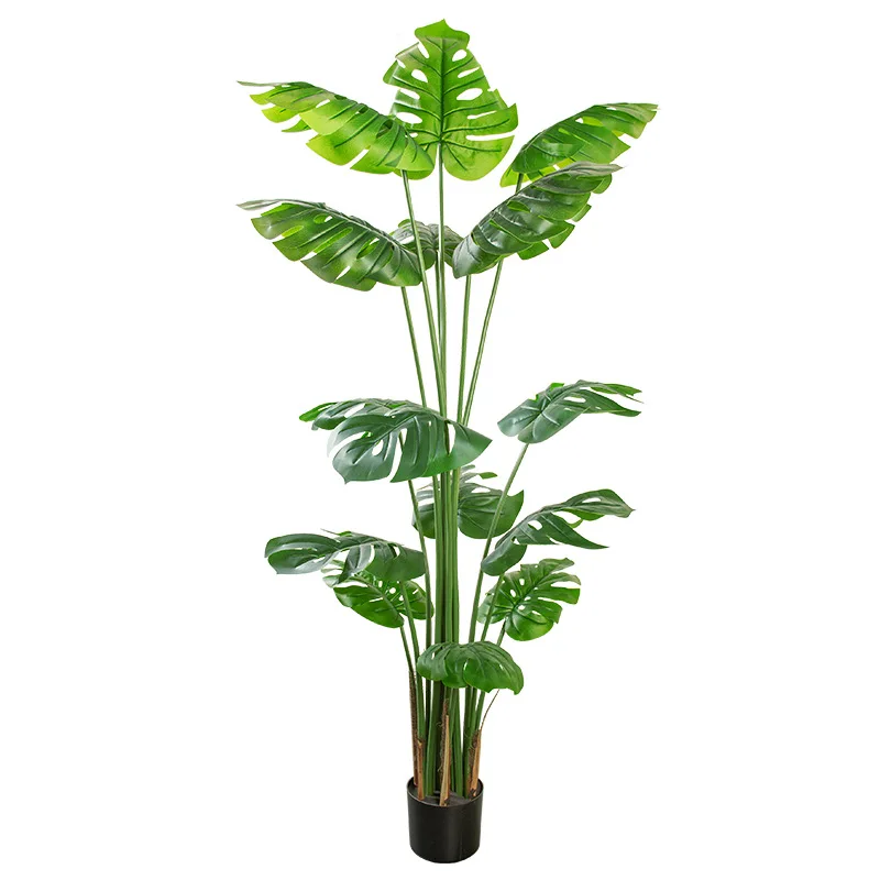 CY Nordic Style Large Monstera Tree Simulation Green Plastic Plant in Pot for Home Bedroom Hotel or Office Floor Decoration