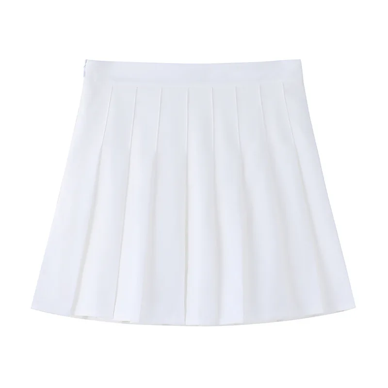 Women Fashion High Waist Pleated Skirt Female Mini A-Line Stitching Button Bottom Girls Dance Skirts