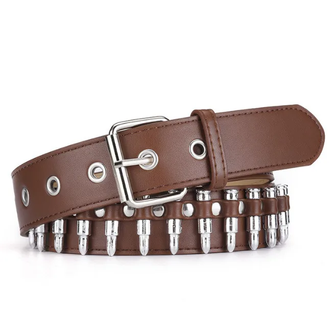 Punk Style Bullet PU Leather Belt For Men And Women