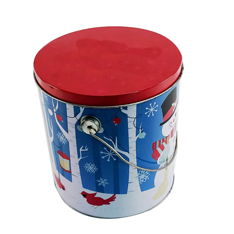 America Market Popcorn Package 3 Sizes of Metal USA Popcorn Bucket Tin