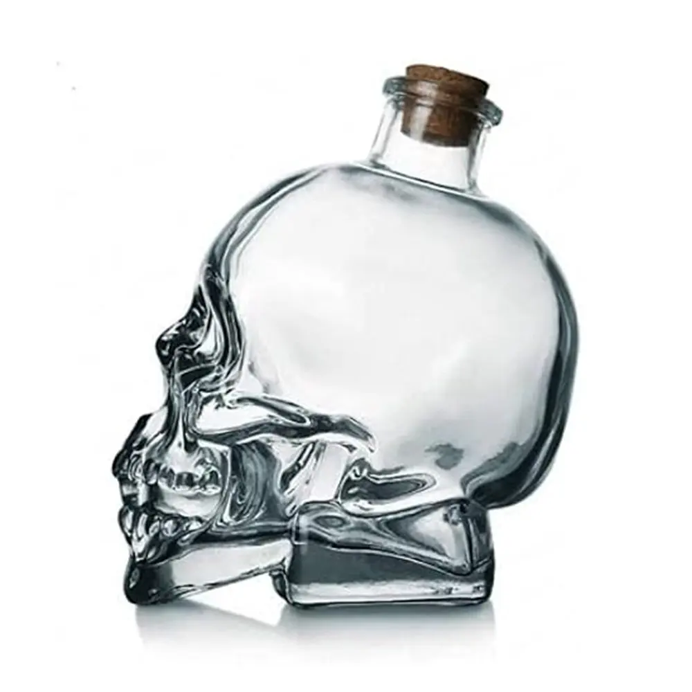 Skull Decanter Lead Free Glass With Cork Stopper Halloween Decor Whiskey Decanter for Liquor Vodka Wine Bourbon Christmas Gifts