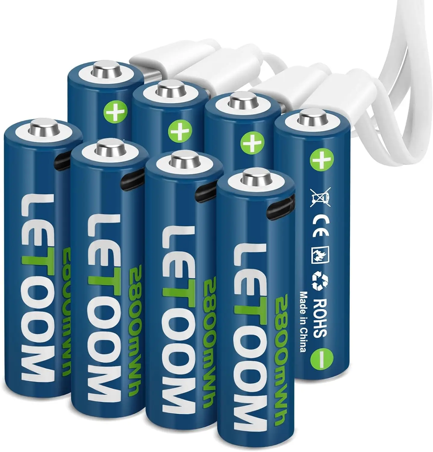 Оптовая цена 1 5 В AA литий-ионная батарея 2800mWh 1866mAh USB-C перезаряжаемая Двойная Батарея размера с зарядным кабелем