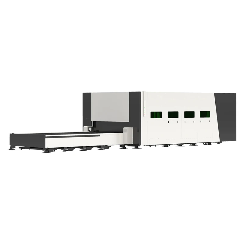 6kw 12kw 20kw high Powerful Popular sale Raycus Laser Source enclosed cover fiber laser cutting machine with exchange platform