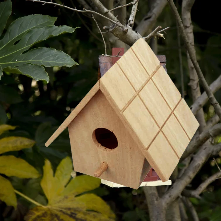 WILDMX Water Proof Wild Bird Watching Nesting Box Birdhouse Solid Wood Bird House For Outside With Predator Guard