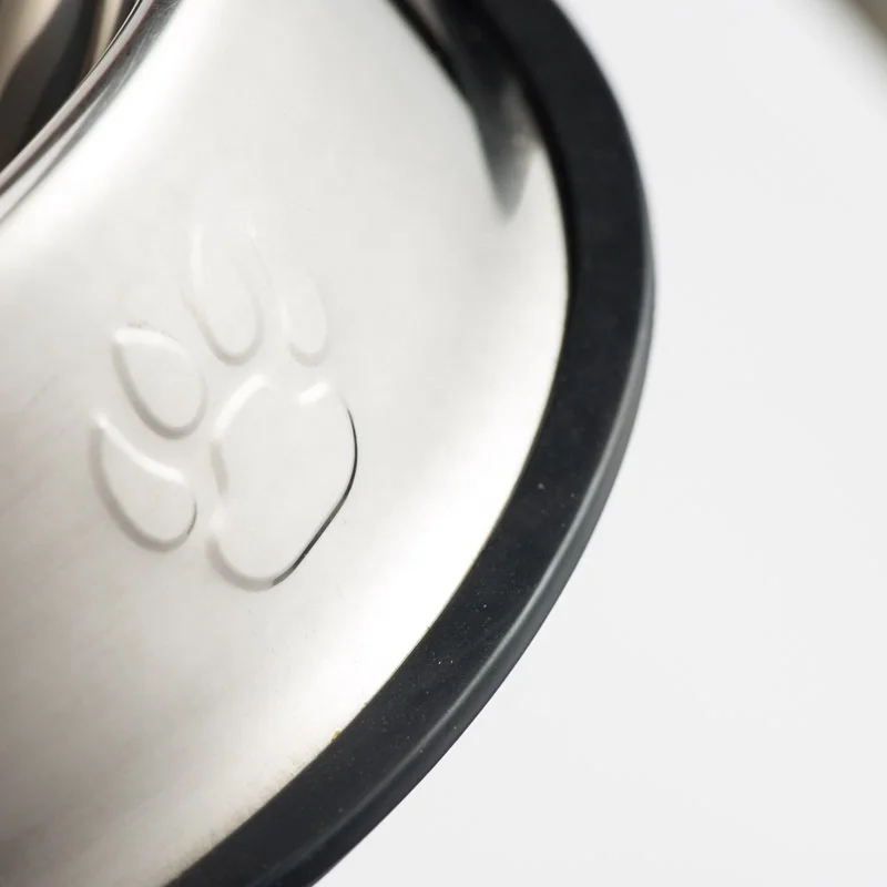  Non slip stainless steel pet bowl paw print cat dog