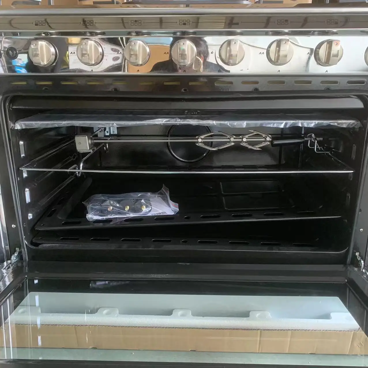 Freestanding Gas Rice Cooker Stove Six Gas Plus Oven Multifunctional Upright Siamese Oven