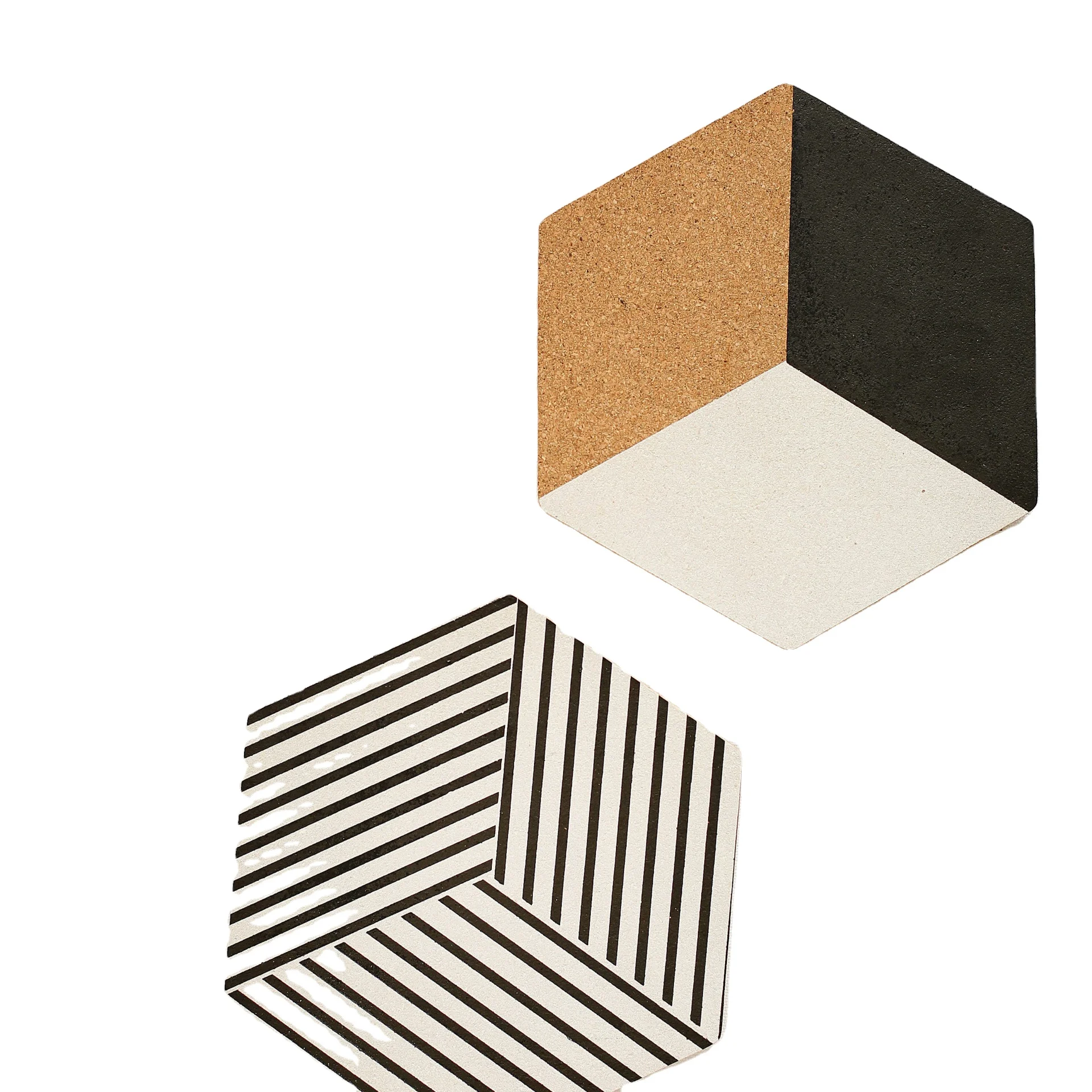 Original Design Hexagonal Cork Pot Placemats Household Nordic Style Non-slip Mat Restaurant Coffee Cup Mats