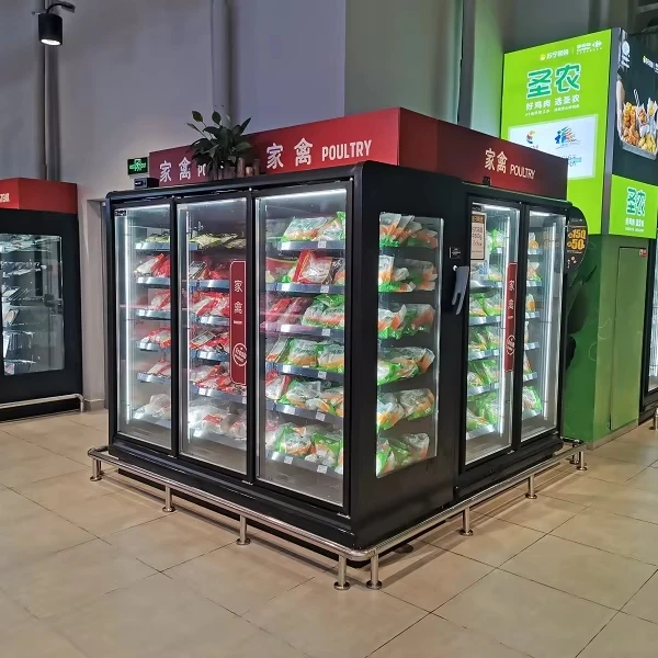 Commercial Upright 4-Door Temperature Controlled Glass Freezer for Frozen Goods