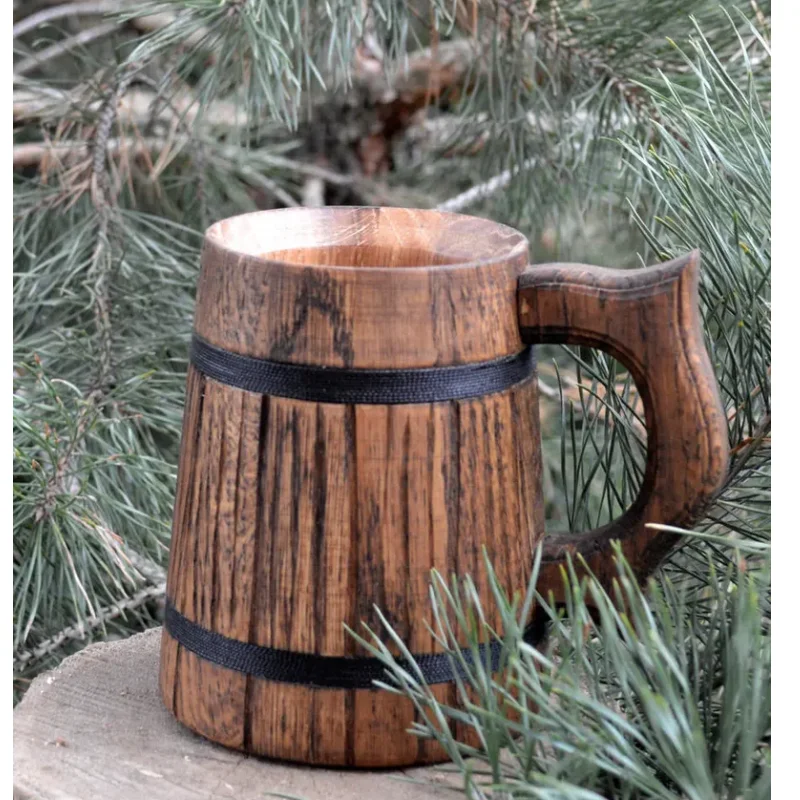 Caoxian Huashen gifts for best men gift for him groomsmen gift wood beer cup barrel type wooden beer mug