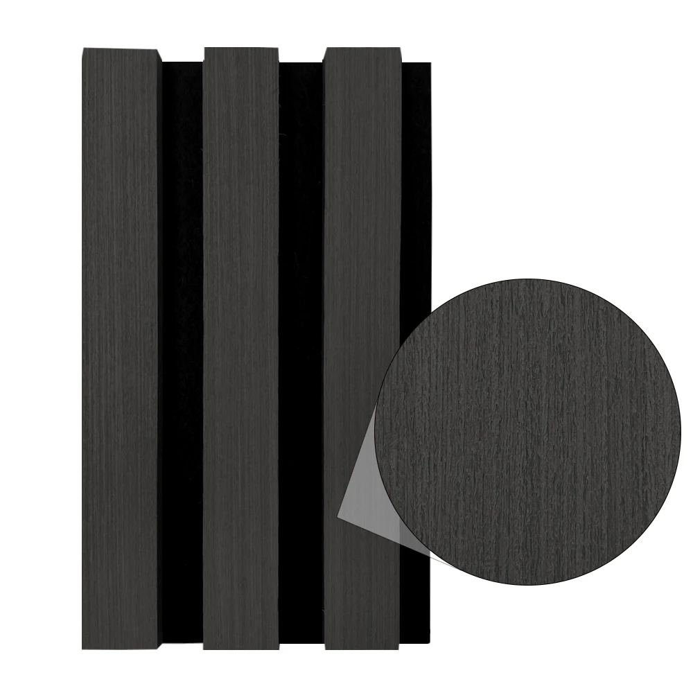 HJ Apartment Wall Decorative Slotted Wood Mdf Polyester Pet Slatted Wooden Wall Acoustic Panels