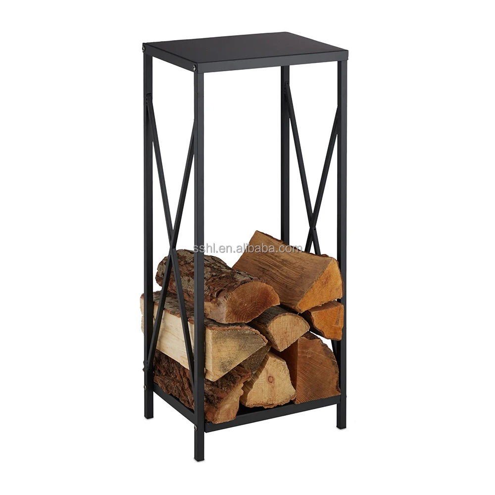 Metal Shelf Log Holder Firewood Storage rack Stand Logs Storage For Fireplace