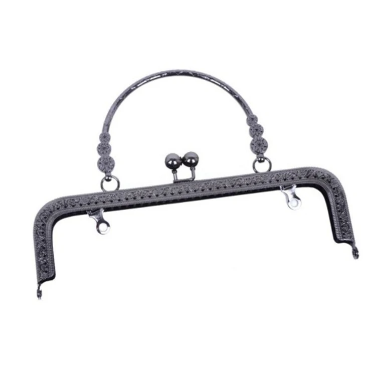 20cm square embossed three flower mouth gold metal clasp handle for bag purse frame luggage handbag suitcase box