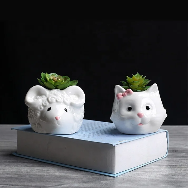 
Cute Ceramic Sheep Shape Succulent Pot Flower pots Artificial Planter Pot 