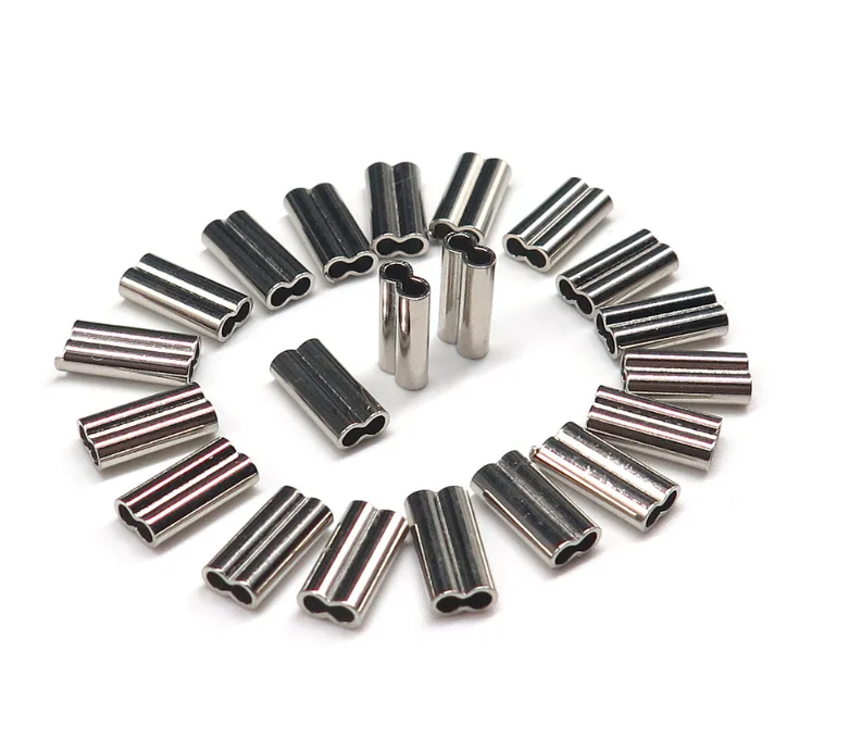 Fishing Wire Tube Brass Double Barrel Crimping Sleeves Tackle Connector High Strength Fishing Accessories
